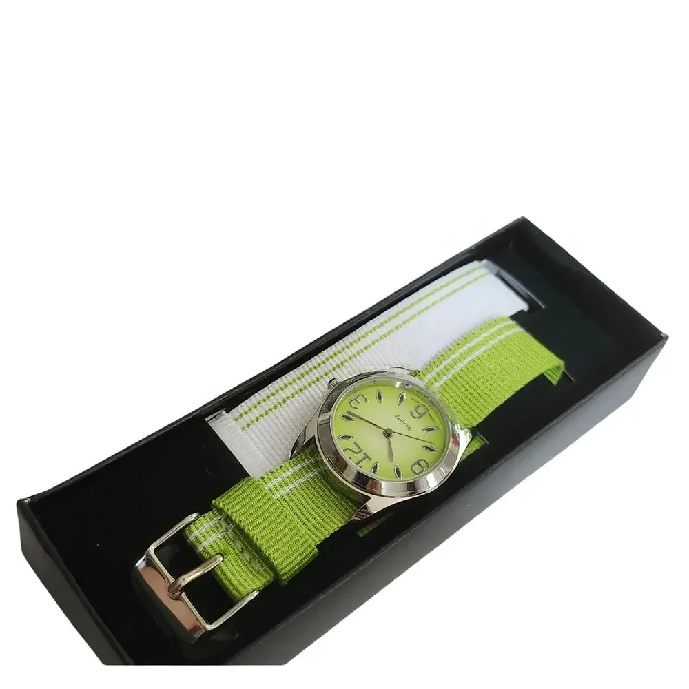 NIB Avon Lime Green Quartz Watch Interchangeable Strap Set